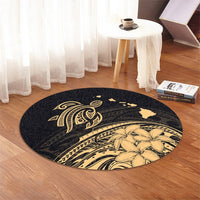 Hawaii Turtle Polynesian Map Plumeria Round Carpet - AH - Polynesian Pride