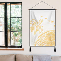 Hawaii Turtle Polynesian Map Plumeria White Background Hanging Poster - AH - Polynesian Pride
