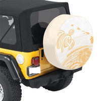 Hawaii Turtle Polynesian Map Plumeria White Background Spare Tire Cover AH - Polynesian Pride