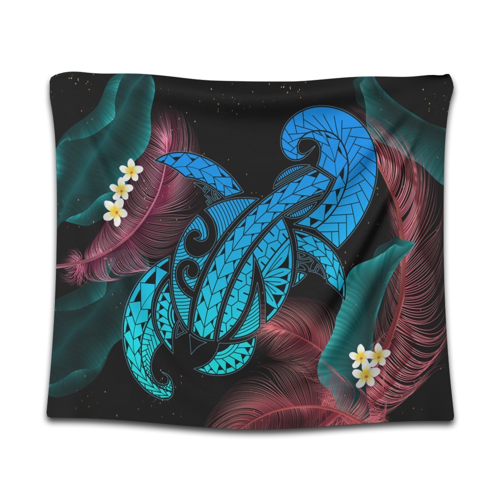 Hawaii Turtle Polynesian Tropical Tapestry - Ghia Style - AH Wall Tapestry Black - Polynesian Pride