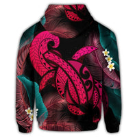 Hawaii Turtle Polynesian Tropical Zip Hoodie Ghia Style Pink - Polynesian Pride