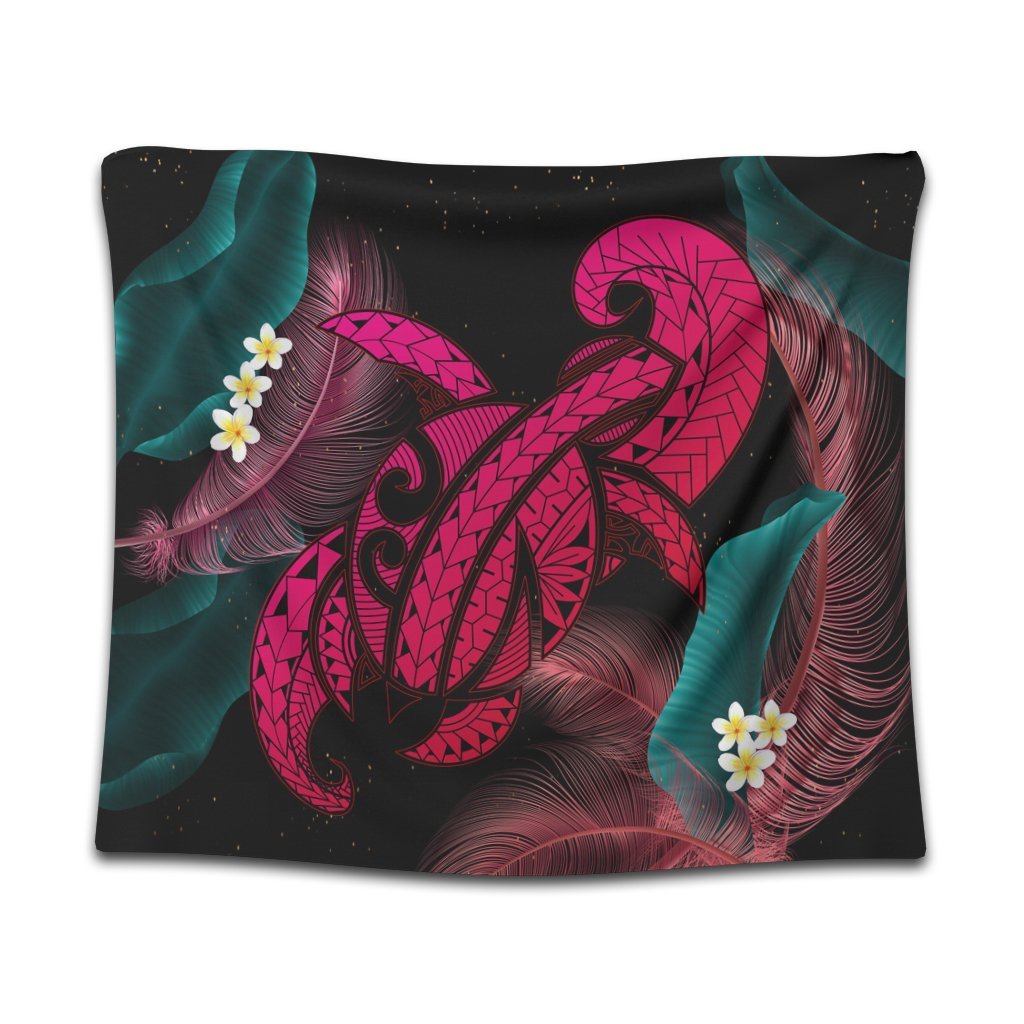 Hawaii Turtle Polynesian Tropical Tapestry - Ghia Style Pink - AH Wall Tapestry Black - Polynesian Pride