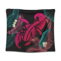 Hawaii Turtle Polynesian Tropical Tapestry - Ghia Style Pink - AH Wall Tapestry Black - Polynesian Pride