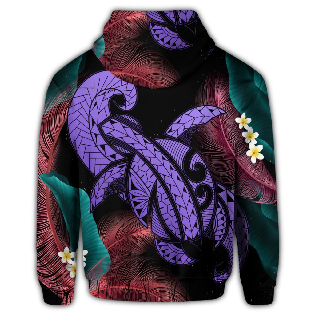 Hawaii Turtle Polynesian Tropical Zip Hoodie Ghia Style Purple - Polynesian Pride