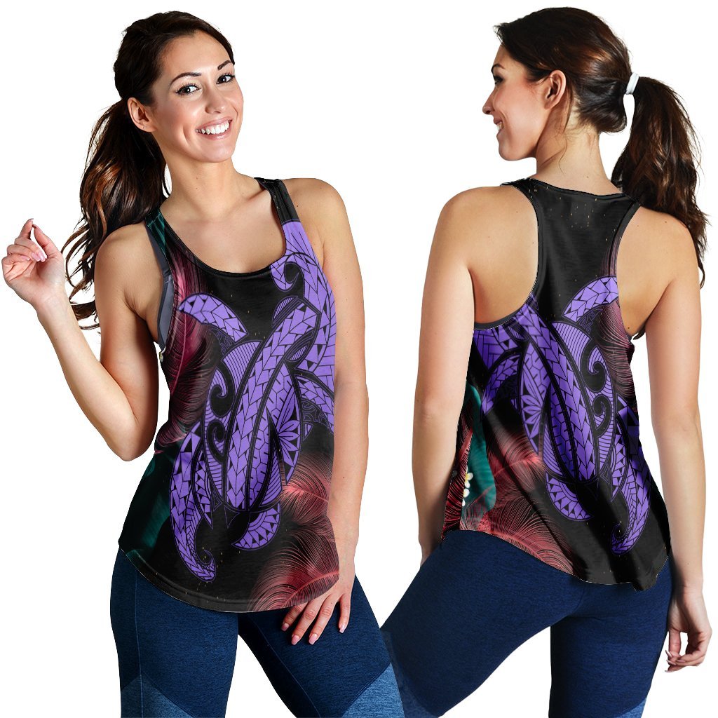Hawaii Turtle Polynesian Tropical Racerback Tank - Ghia Style Purple - AH Black - Polynesian Pride