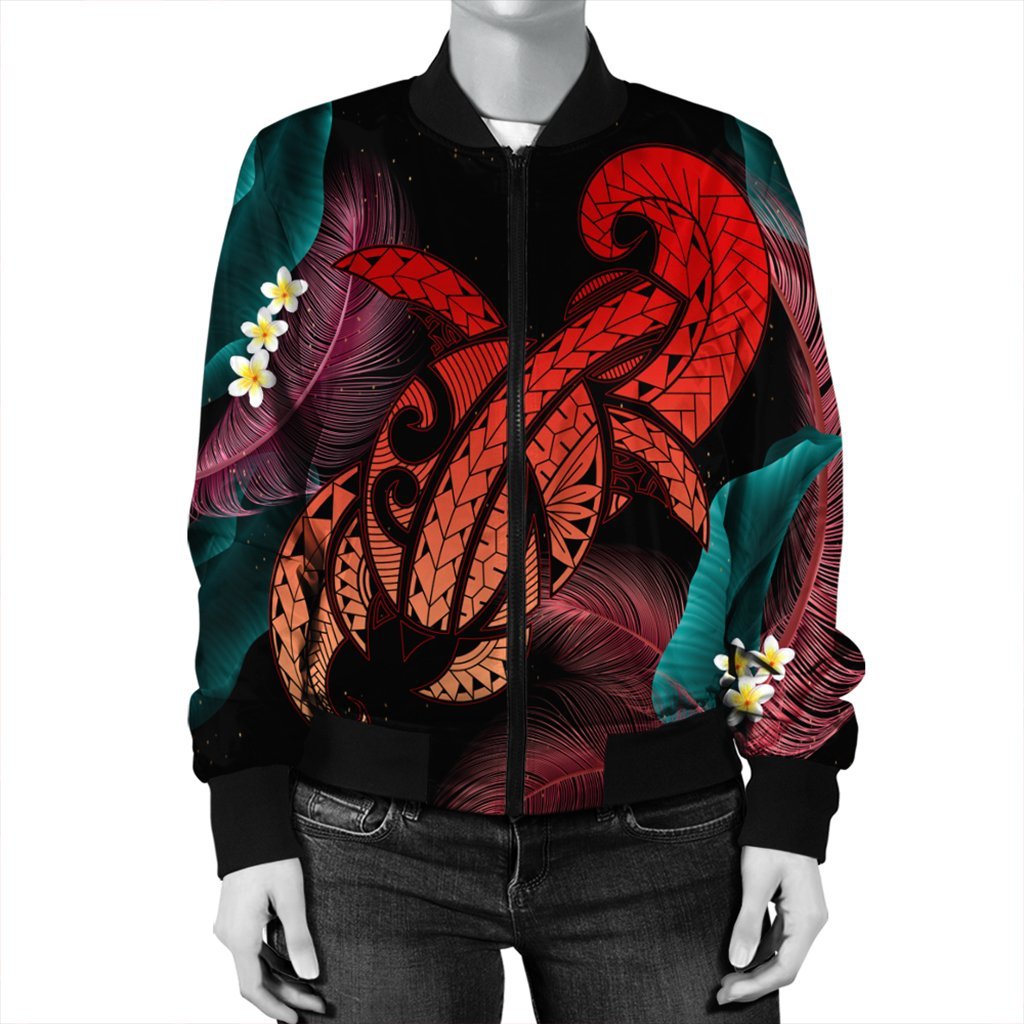 Hawaii Turtle Polynesian Tropical Bomber Jacket - Ghia Style Red - AH - Polynesian Pride
