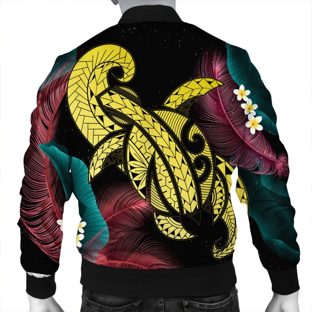 Hawaii Turtle Polynesian Tropical Bomber Jacket - Ghia Style Yellow - AH - Polynesian Pride