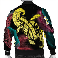 Hawaii Turtle Polynesian Tropical Bomber Jacket - Ghia Style Yellow - AH - Polynesian Pride