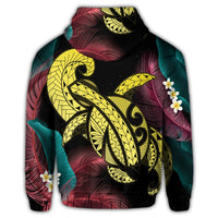 Hawaii Turtle Polynesian Tropical Zip Hoodie Ghia Style Yellow - Polynesian Pride