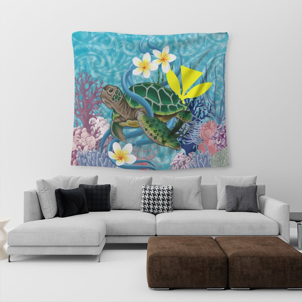 Hawaii Turtle Sea Cotral Polynesian Tapestry - AH - Polynesian Pride