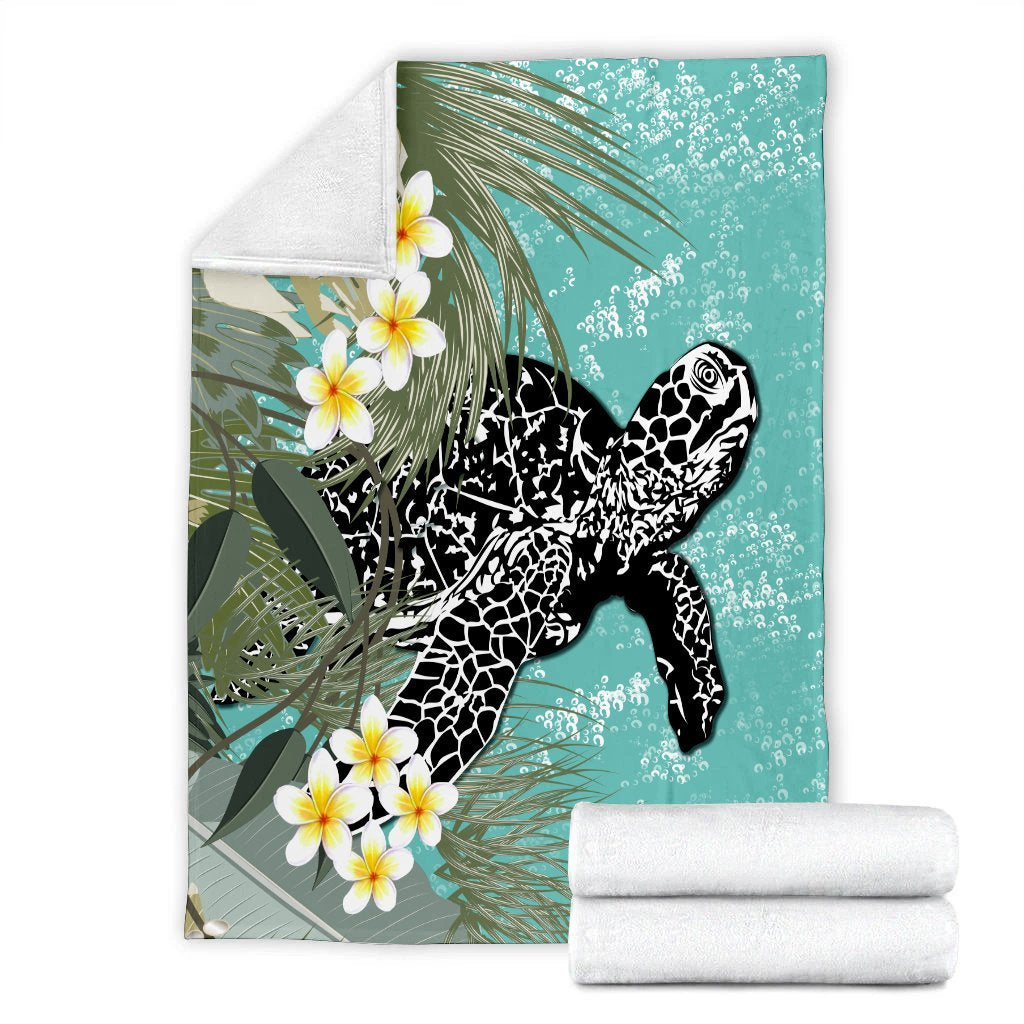 Hawaii Turtle Sea Plumeria Premium Blankets - AH - Polynesian Pride