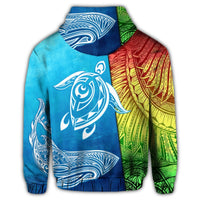 Hawaii Turtle Shark Polynesian and Sea Zip Hoodie - Polynesian Pride