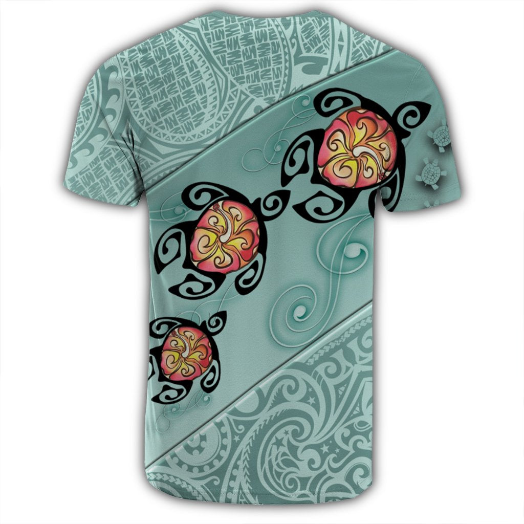 Hawaii Turtle Swimming Tribal Polynesian T Shirt Min Style - Polynesian Pride
