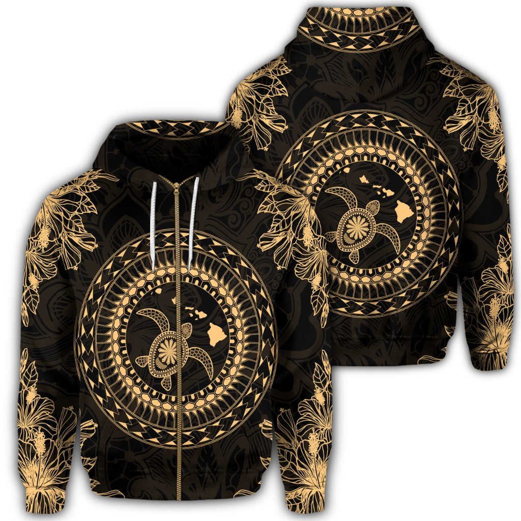 Hawaii Turtle Tradition Zip Hoodie Unisex Art - Polynesian Pride