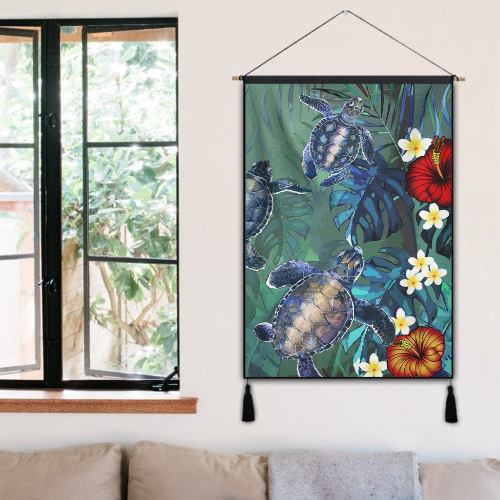 Hawaii Turtle Tropical Art Hanging Poster - Hela Style - AH - Polynesian Pride