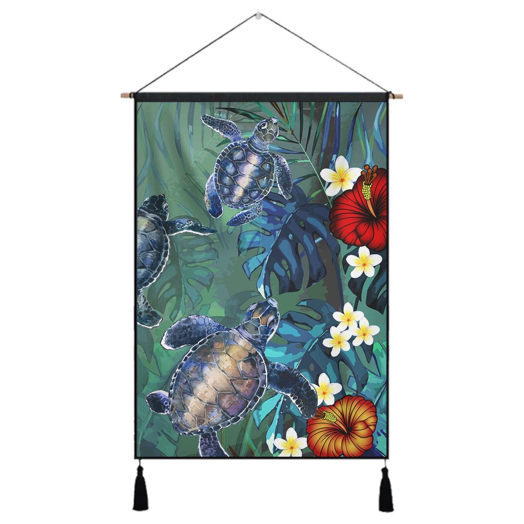 Hawaii Turtle Tropical Art Hanging Poster - Hela Style - AH Hanging Poster Cotton And Linen - Polynesian Pride