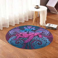 Hawaii Turtle Wave Polynesian Round Carpet - Hey Style Blue - AH - Polynesian Pride