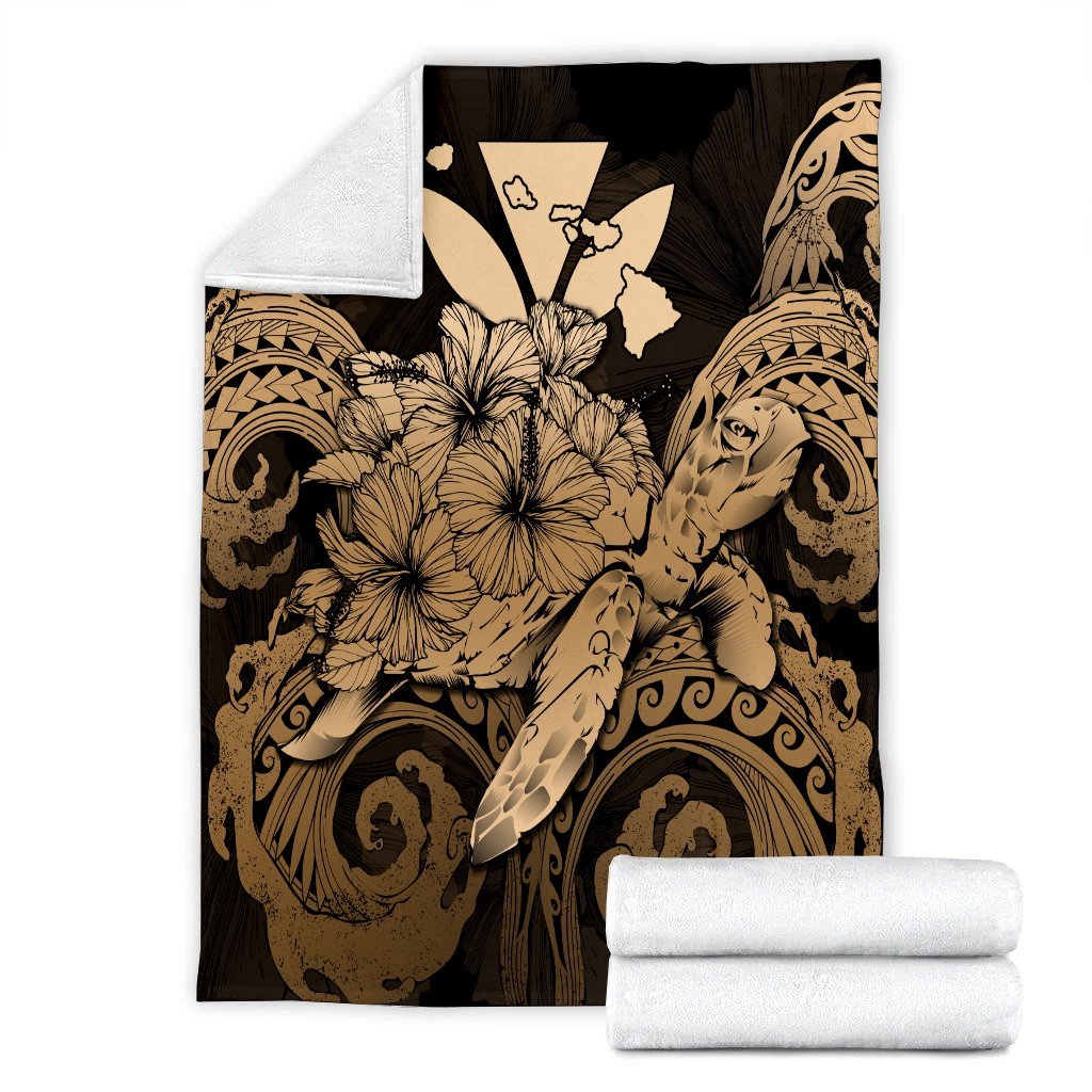 Hawaii Turtle Wave Polynesian Premium Blankets - Hey Style Gold - AH - Polynesian Pride