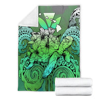 Hawaii Turtle Wave Polynesian Premium Blankets - Hey Style Green - AH - Polynesian Pride