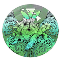 Hawaii Turtle Wave Polynesian Round Carpet - Hey Style Green - AH Round Carpet Luxurious Plush - Polynesian Pride
