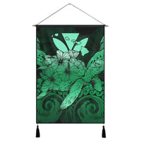 Hawaii Turtle Wave Polynesian Hanging Poster - Hey Style Green Pastel - AH Hanging Poster Cotton And Linen - Polynesian Pride
