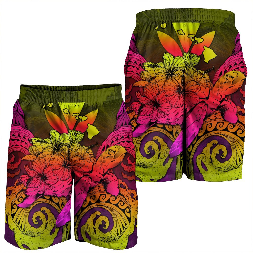 Hawaii Turtle Wave Polynesian Men's Shorts - Hey Style Pinky - AH - Polynesian Pride