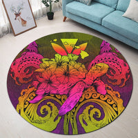 Hawaii Turtle Wave Polynesian Round Carpet - Hey Style Pinky - AH - Polynesian Pride
