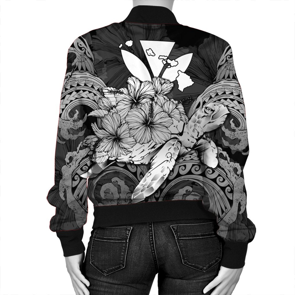 Hawaii Turtle Wave Polynesian Bomber Jacket - Hey Style White - AH - Polynesian Pride