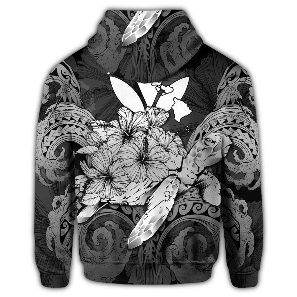 Hawaii Turtle Wave Polynesian Zip Hoodie Hey Style White - Polynesian Pride