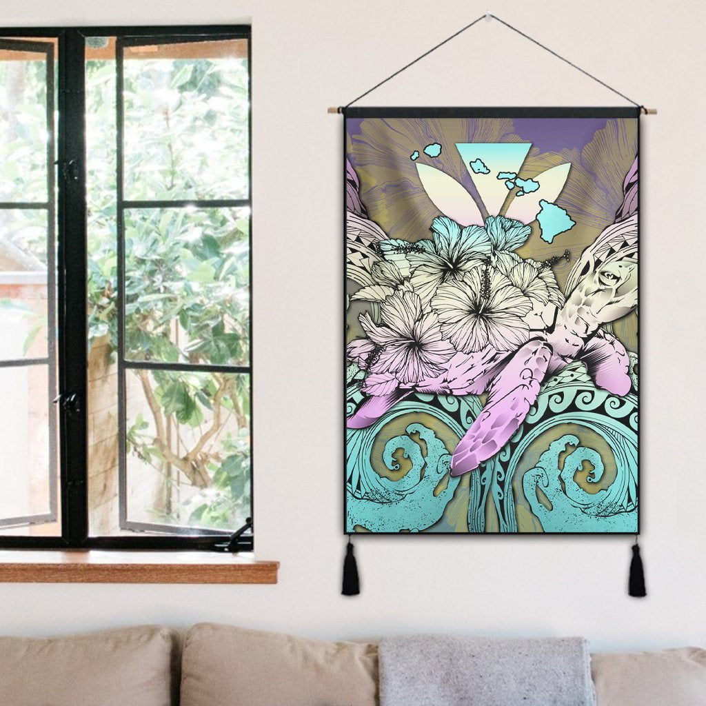Hawaii Turtle Wave Polynesian Hanging Poster - Hey Style Yellow - AH - Polynesian Pride