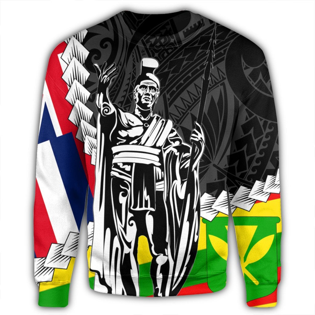 Hawaii Two Flag Kanaka Maoli King Polynesian Sweatshirt - AH - Polynesian Pride