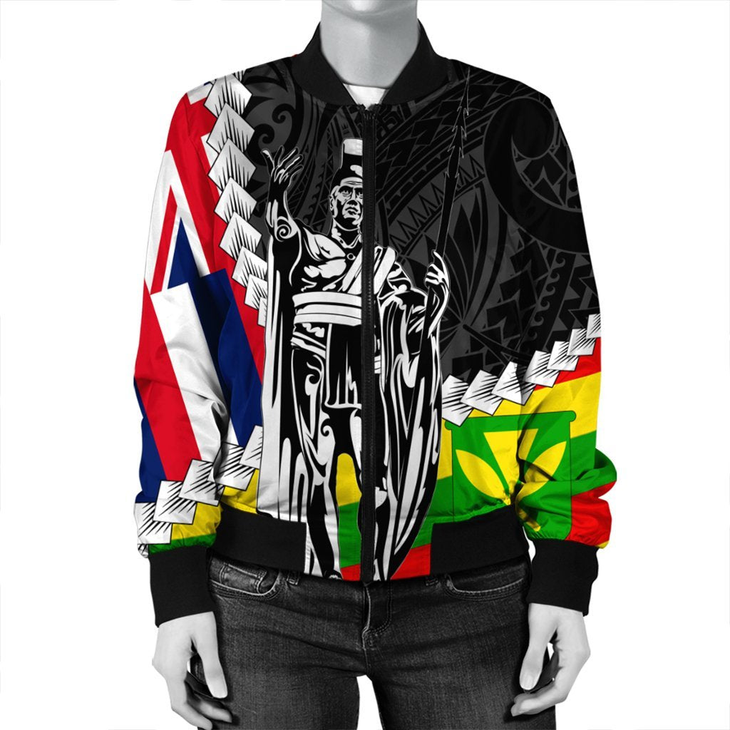 Hawaii Two Flag Kanaka Maoli King Polynesian Bomber Jacket - AH - Polynesian Pride