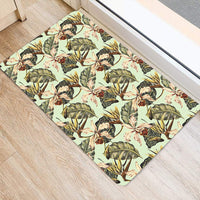 Hawaii Vintage Tropical Jungle Leaves Orchid Bird Hawaii Door Mat - Polynesian Pride
