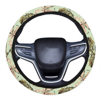Hawaii Vintage Tropical Jungle Leaves Orchid Bird Hawaii Universal Steering Wheel Cover with Elastic Edge One Size Blue Steering Wheel Cover - Polynesian Pride