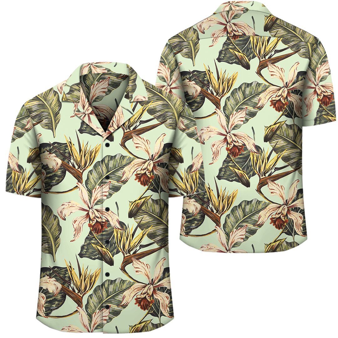Hawaii Vintage Tropical Jungle Leaves Orchid Bird Hawaiian Shirt Unisex Black - Polynesian Pride