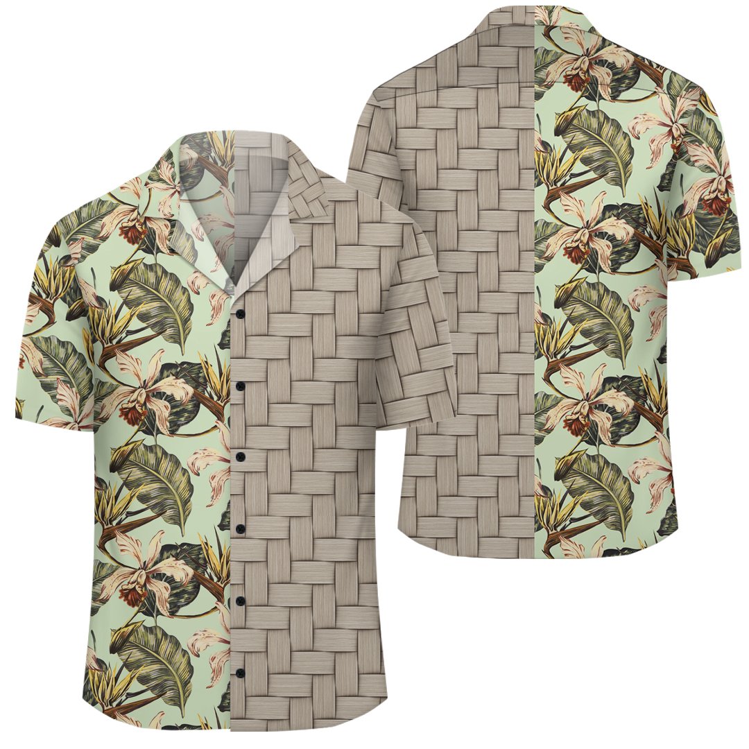 Hawaii Vintage Tropical Jungle Leaves Orchid Bird Lauhala Moiety Hawaiian Shirt Unisex Art - Polynesian Pride