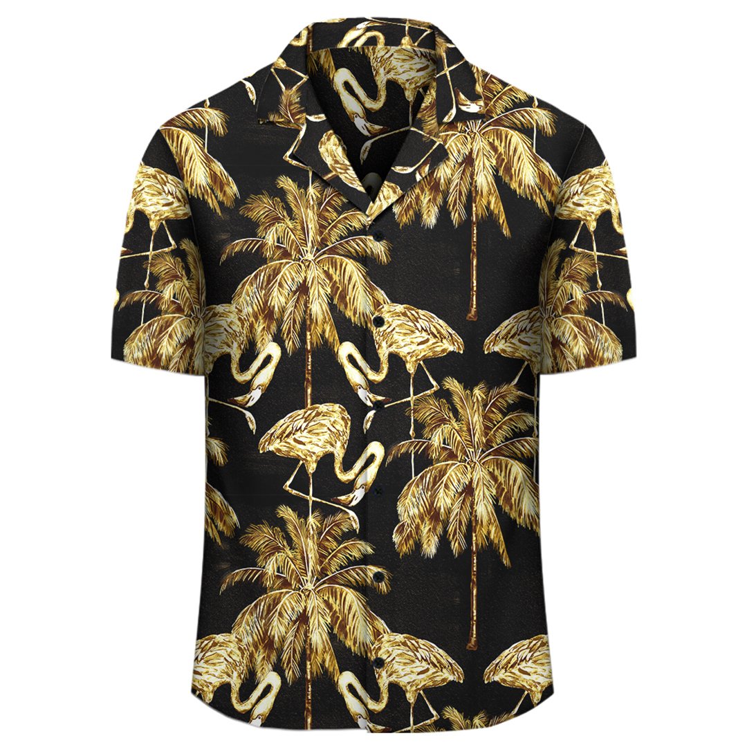 Hawaii Watercolor Flamingos Palm Trees Beautiful Seamless Hawaiian Shirt - Polynesian Pride