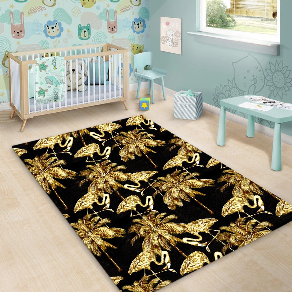 Hawaii Watercolor Flamingos Palm Trees Beautiful Seamless Area Rug - AH - Polynesian Pride