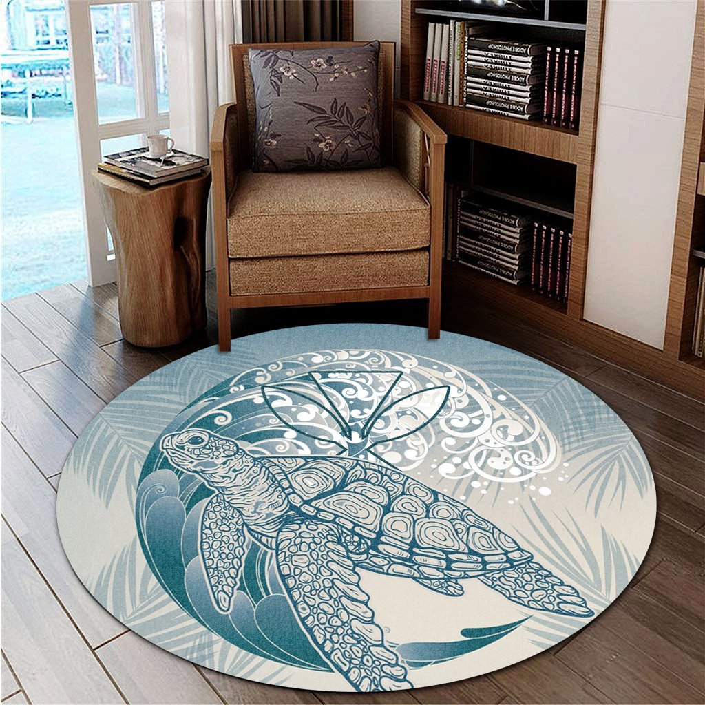 Hawaii Wave Kanaka Turtle Round Carpet - AH - Polynesian Pride