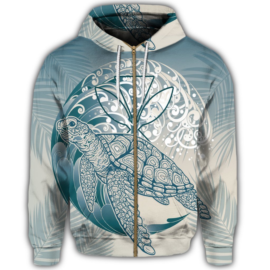 Hawaii Wave Kanaka Turtle Zip Hoodie - Polynesian Pride