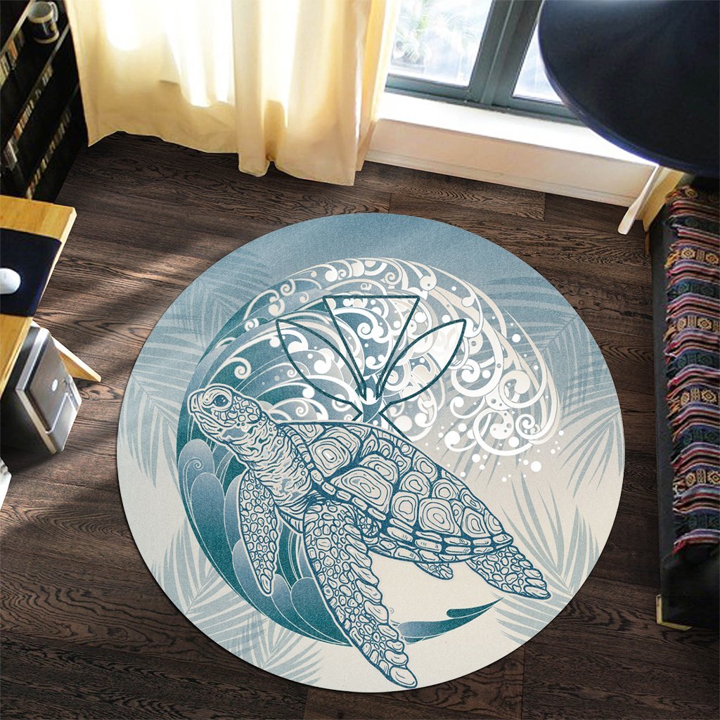 Hawaii Wave Kanaka Turtle Round Carpet - AH - Polynesian Pride