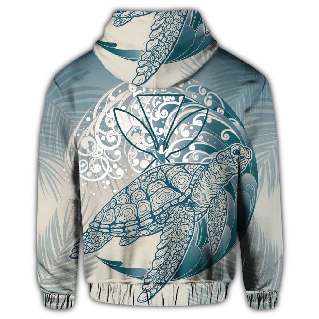 Hawaii Wave Kanaka Turtle Zip Hoodie - Polynesian Pride