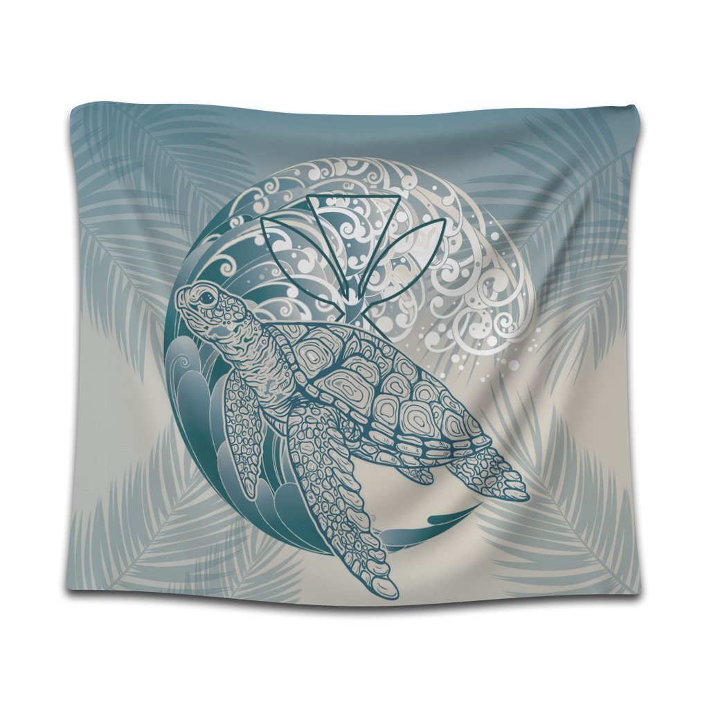 Hawaii Wave Kanaka Turtle Tapestry - AH Wall Tapestry Black - Polynesian Pride