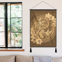 Hawaii Yin Yang Turtle Shark Hibiscus Plumeria Hanging Poster - Gold - AH - Polynesian Pride