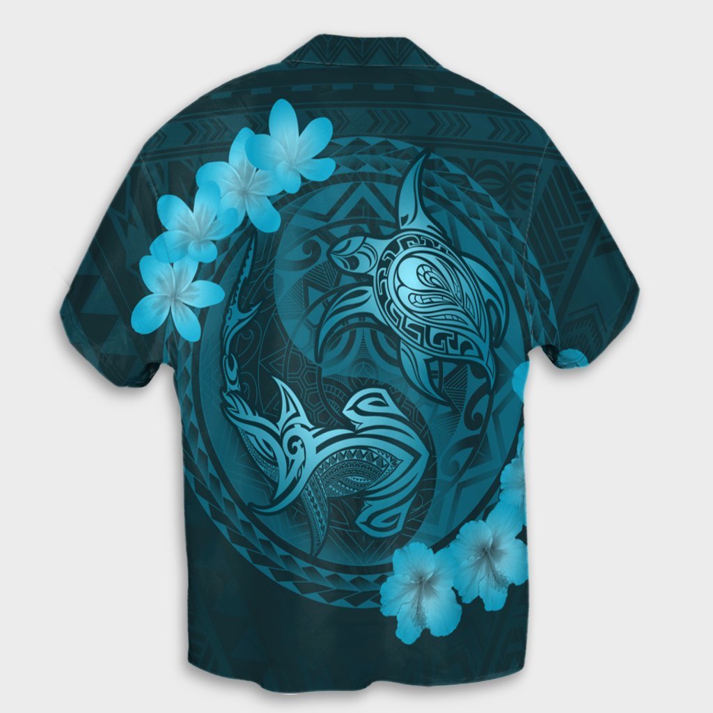 Hawaii Yin Yang Turtle Shark Hibiscus Plumeria Hawaiian Shirt - Pastel - AH - Polynesian Pride