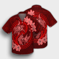 Hawaii Yin Yang Turtle Shark Hibiscus Plumeria Hawaiian Shirt - Red - AH - Polynesian Pride