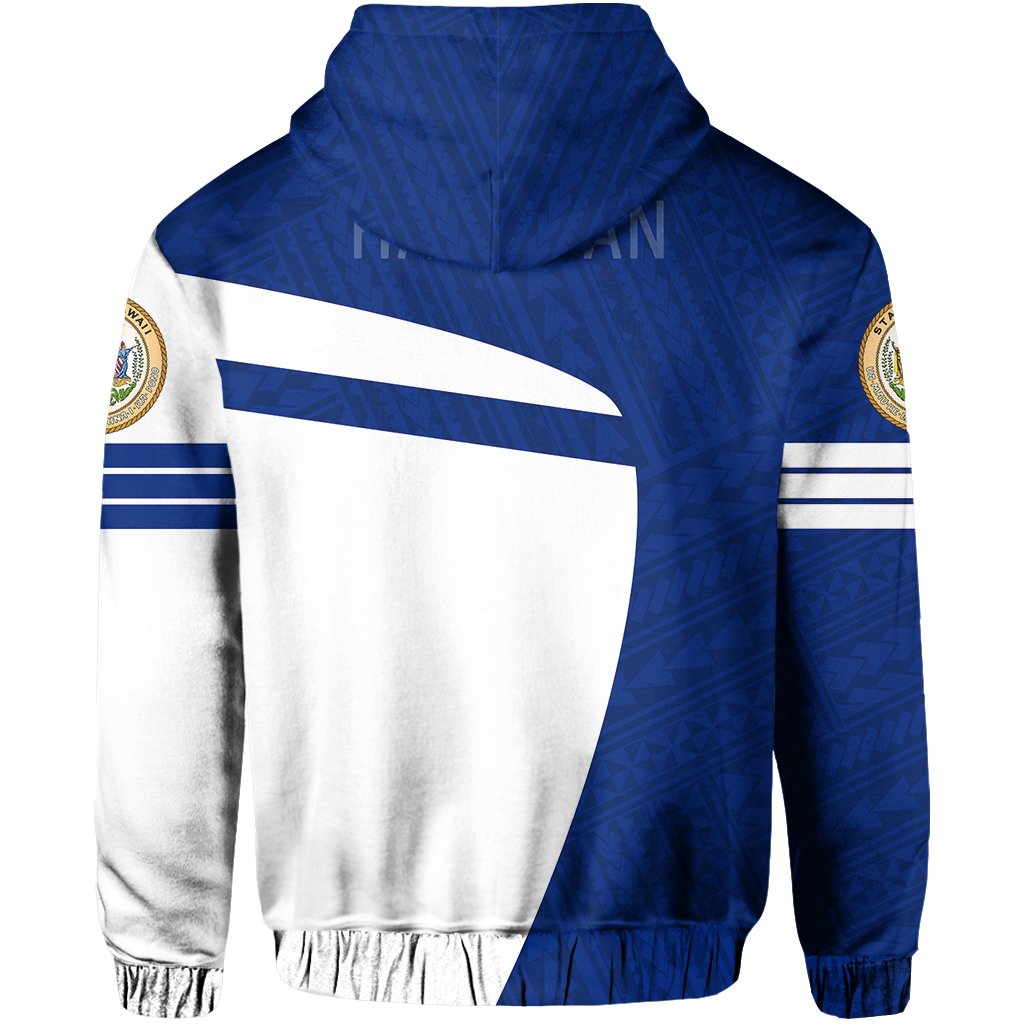 Hawaii Polynesian Sport Zipper Hoodie Blue Premium Style - Polynesian Pride
