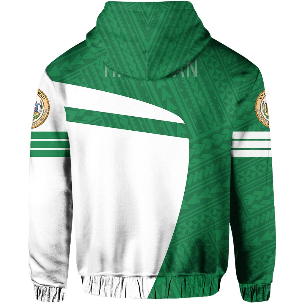 Hawaii Polynesian Sport Zipper Hoodie Green Premium Style - Polynesian Pride