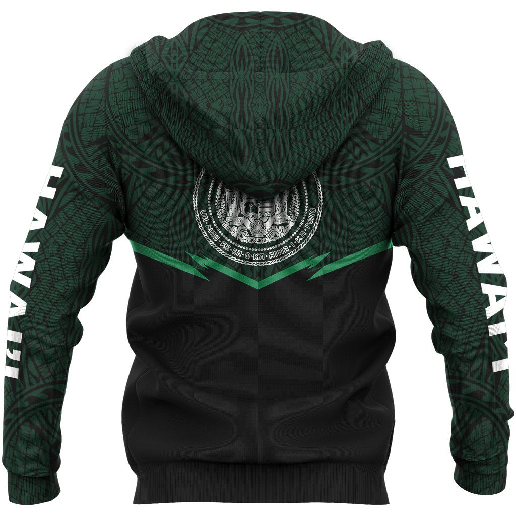 Hawaii Polynesian Zipper Hoodie Green Energy Style - Polynesian Pride