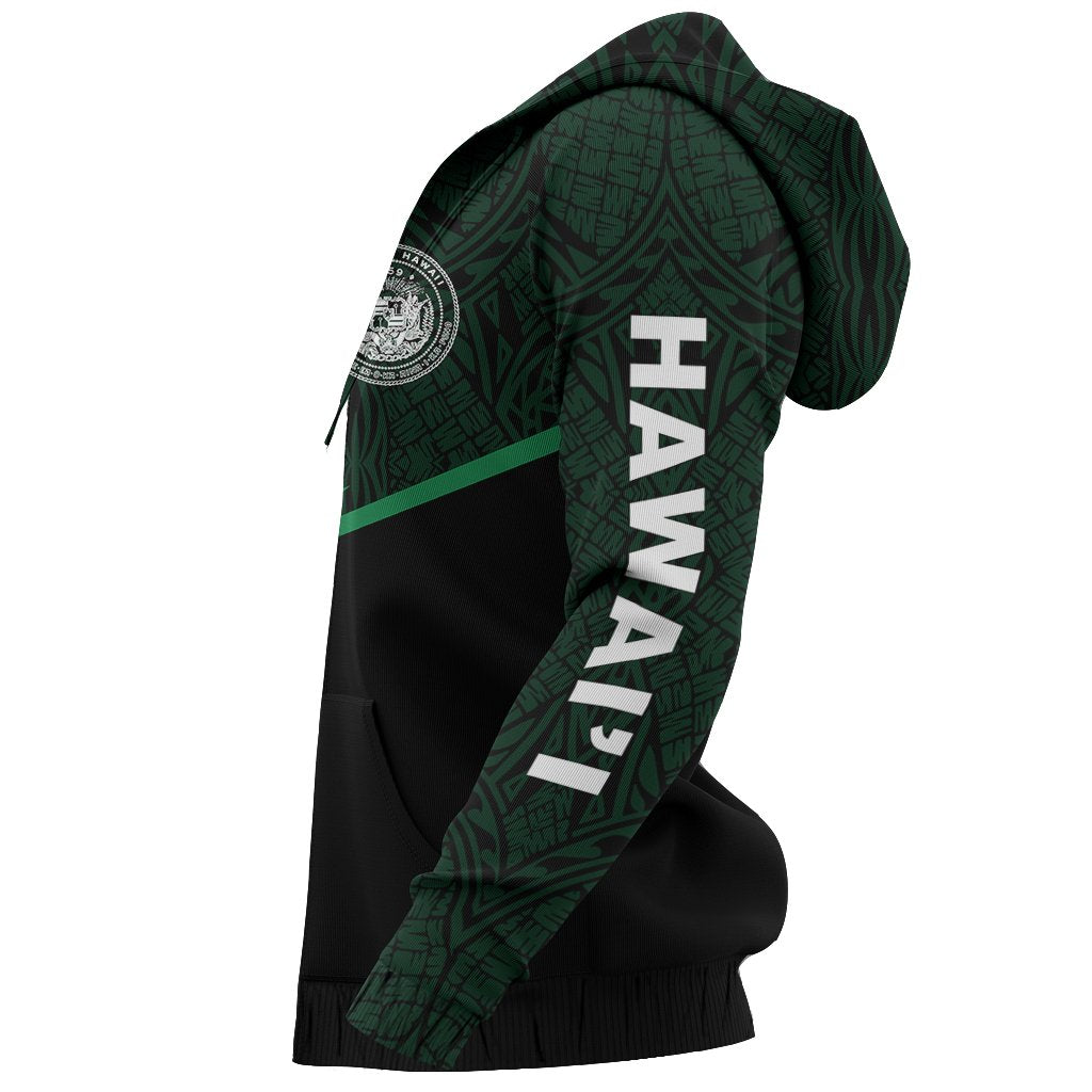 Hawaii Polynesian Zipper Hoodie Green Energy Style - Polynesian Pride